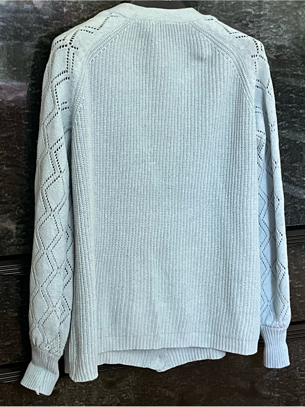 Light Blue V-Neck Button-Front Knit Cardigan- Coastal Cottagecore - Picture 4 of 4